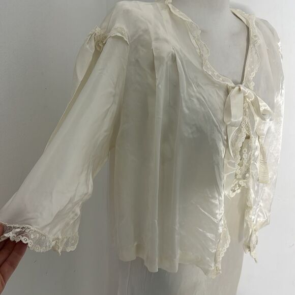 Rare 1930s Slipper Satin Bias Cut Peignoir Set VOLUP - Picture 12 of 13